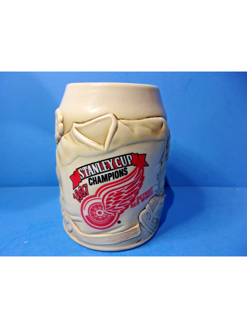 Vintage Detroit Red Wings Stanley Cup Champions 1997 Beer Mug Stein 3D Embossed